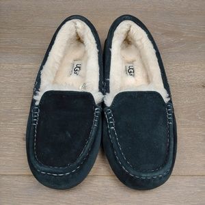 Ugg Ansley Slippers Black Suede Sheepskin moccasin